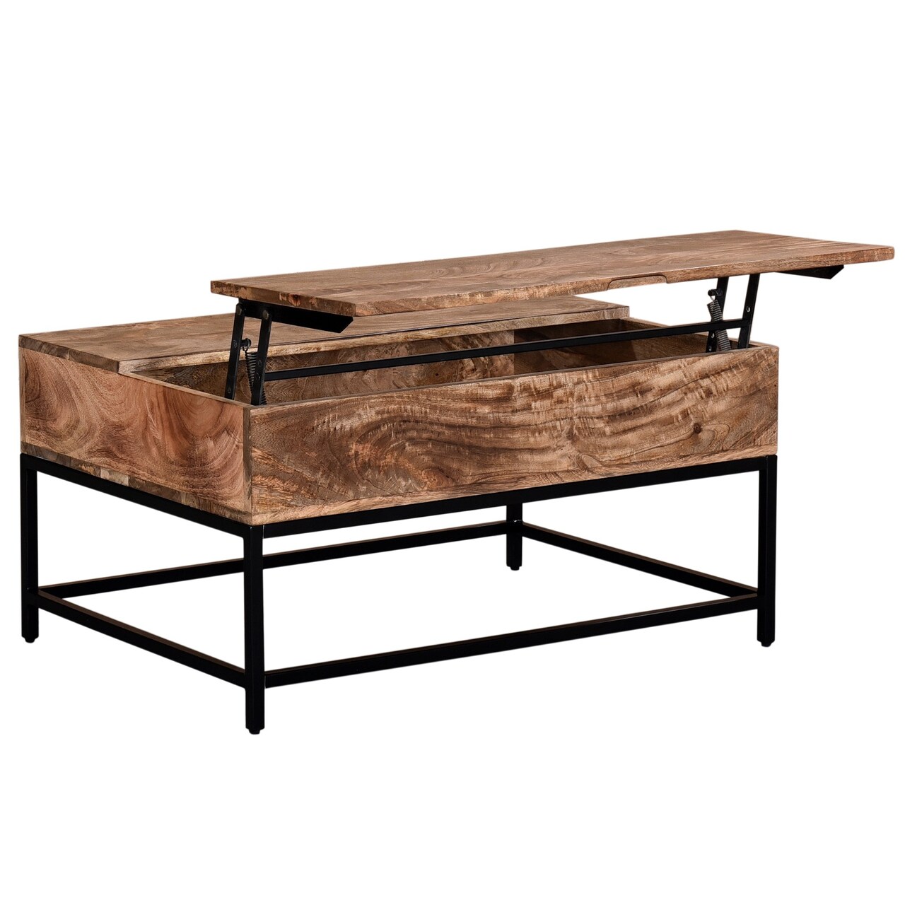Contemporary Home Living Natural Burnt Coffee Table - 36" - Brown and Black